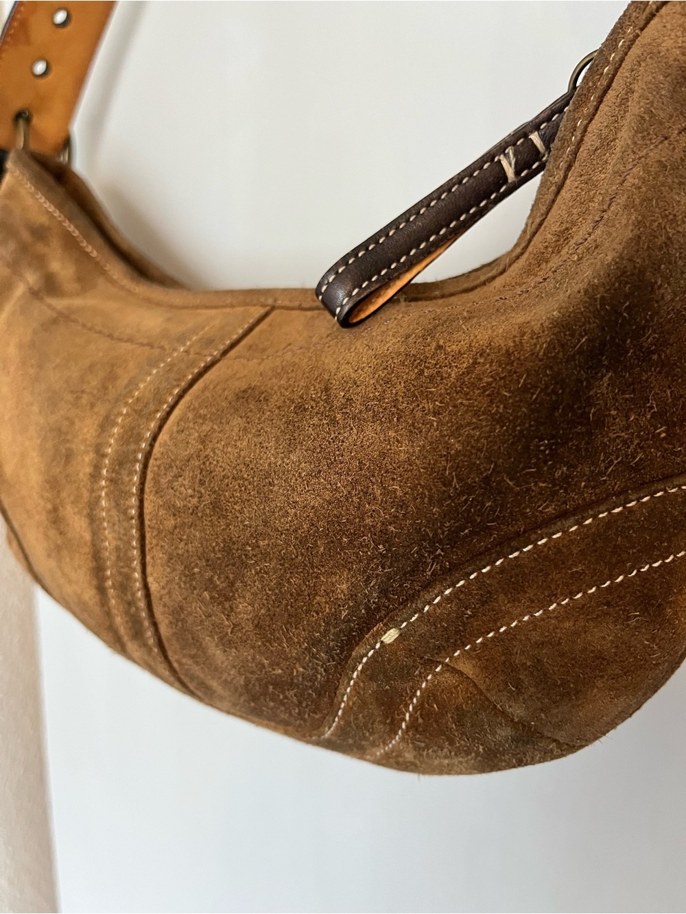 Coach - Vintage Y2K Brown Suede Shoulder Hobo Bag with Leather Strap